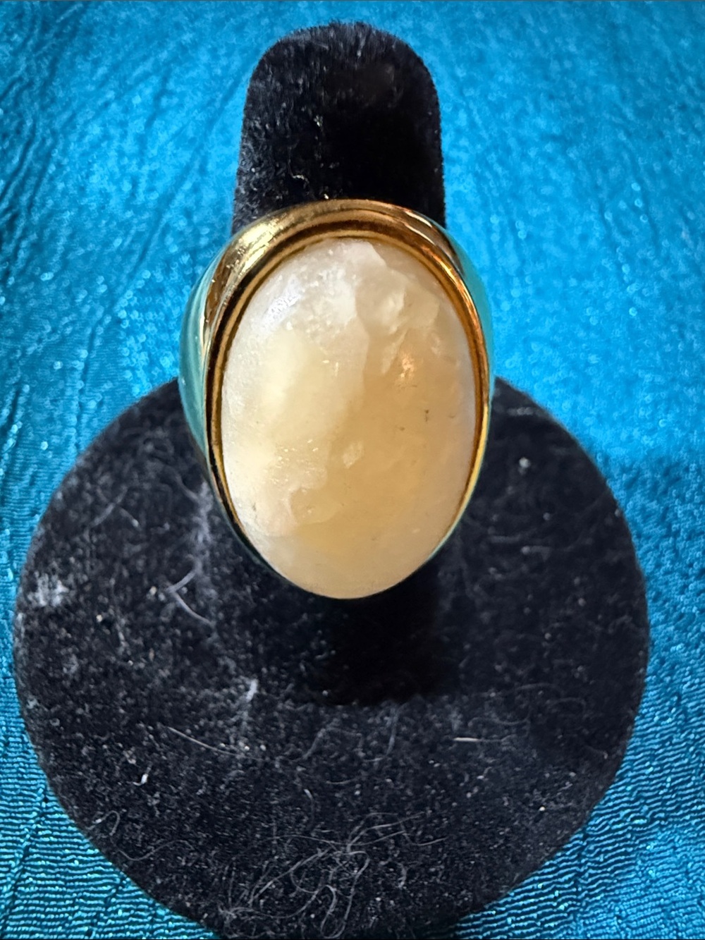 Gold Tone Ring with Cream Stone - Women Jewelry